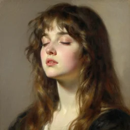 detailed high fashion studio portrait of am anime girl, eyes closed, sun light, painting by gaston bussiere, craig mullins, j. c. leyendecker
