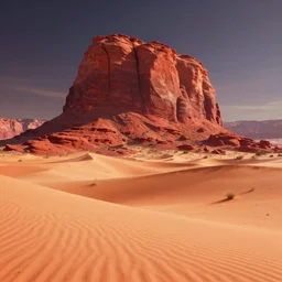 a gorgeous landscape on another planet, in the style of thomas cole and pixar. beautiful beyond imagination! red rock and sand dune desert! hyperrealism, extremely detailed! 8 k, cgi movie, path tracing, trending on artstation