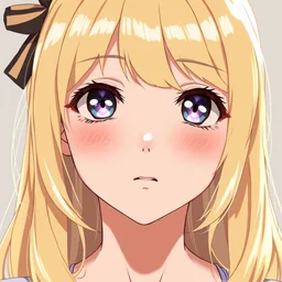 blonde anime girl portrait, detailed, very pretty and cute face, anime style
