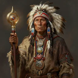 : native american shamen fantasy, fantasy magic,, intricate, sharp focus, illustration, highly detailed, digital painting, concept art, matte, jahbu art and paul lewin masterpiece
