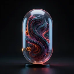 utility symbiote storage capsule, abstract art, dark surrealism, ambient music, volumetric light, digital art, expert composition