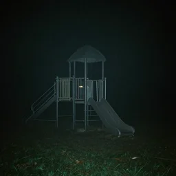 that playground does not exist, alone, mid night, no lights, fog, very dark, dark, 2 0 0 0 s photo