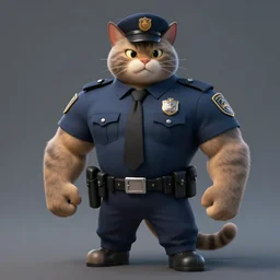 mark A muscular cat officer , digital art , trending on artstation , matte painting , Hyperdetailed , CGSociety