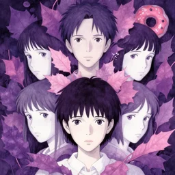 portrait, nightmare anomalies, leaves with a doughtnut by miyazaki, violet and pink and white palette, illustration, kenneth blom, mental alchemy, james jean, pablo amaringo, naudline pierre, contemporary art, hyper detailed