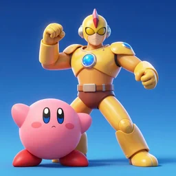 an epic anime of energy man with kirby, ghibli, unreal 5, octane render, rpg portrait, dynamic lighting, epic, epic anime, 2 d