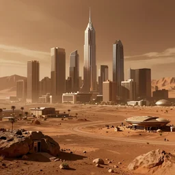 cityscape of a city on Mars, futuristic