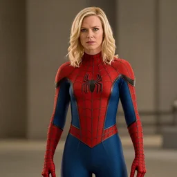 movie still of kristen dunst wearing spider man's suit from spider man （ 2 0 0 2 ）