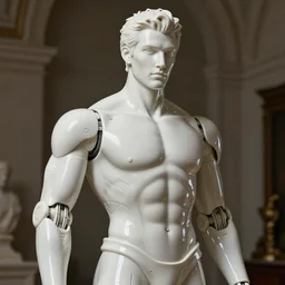 portrait of a futuristic blanco ceramic Spanish prince humanoid robot macho guapo with a handsome face and muscular body, trending on cgsociety