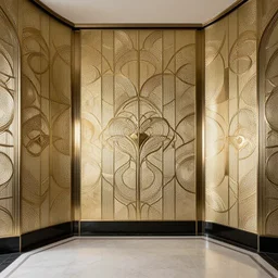 art deco room with a circle pattern on the walls