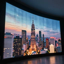 city sized curved screens projecting a reference sheet, perfect lighting pixel sorting