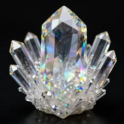 material study, photo realistic giant holographic gemstones and crystals, translucent, beautiful, colorful, sharp focus, highly detailed, black background