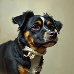 painting of cute dog, in style of edouard manet, photorealistic