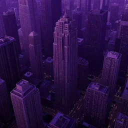 bladerunner cityscape, dense architecture, deep purple tones, building conglomerates, apartments, high detail, octane render, realistic