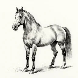 sketch pen drawing of a horse, black and white