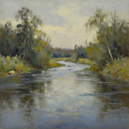 grunge river landscape oil painting by bob ross