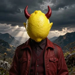 a demon with a lemon head, digital art
