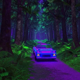 80s vaporwave outrun 3d Render of a forest, liminal space retro, grainy, noisy