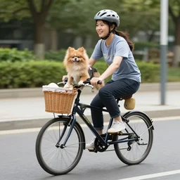 a dog riding a bicycle