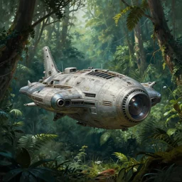 abandoned space station in lush jungle, lush forest, close up, wadim kashin, perry rhodan, simon stalenhag, digital painting, xf iq 4, f / 1. 4, iso 2 0 0, 1 / 1 6 0 s, 8 k, raw, featured in artstation, octane render, cinematic, elegant, intricate, 8 k