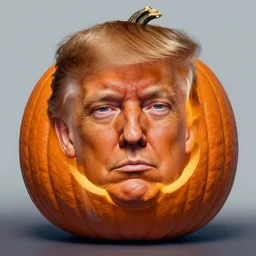 portrait of donald trump pumpkin by greg rutkowski, mixing, fusing, blending
