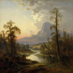 landscape in the style of hudson river school of art : h. r. giger