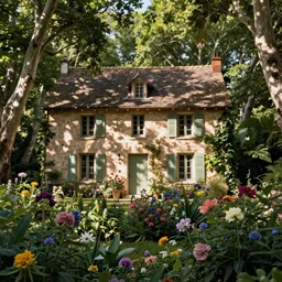 traditional provencal house by frank lloyd right in the forest in lourmarin, flowers