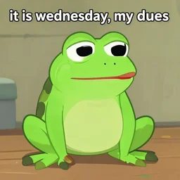 frog meme with the caption,'it is wednesday, my dudes'