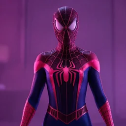 A still of Spiderwoman (2023), with pink highlights, no mask