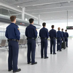 8 k hd detailed octane render of the security line at an airport