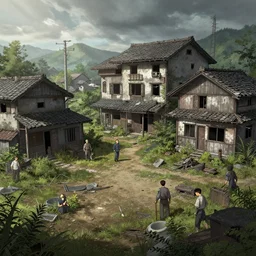 photo the last us part 2 abandoned japanese town : 5 4 k rtx hdr volume light concept studio matte painting environment digital illustration fanart artstation by eytan zana and balazs agoston, jad saber, aaron limonick, pablo dominguez and florent lebrun and robby johnson