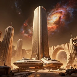 a warm colours, highly detailed cinematic scifi render of a 3 d sculpt of'tyrell corporation headquarters'military cyberpunk john harris subway tunnel hoover dam'aircraft carrier tower'megalithic tower structure city in space, beeple, halo, star wars, ilm, star citizen, halo, mass effect, high tech industrial, artstation unreal, dramatic powerful nebula, 4 k, 8 k, hd