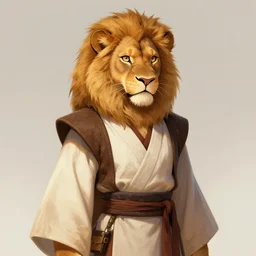a portrait of a female lioness fursona wearing jedi robes, artstation, greg rutkowski, gregory manchess, greg hildebrandt, concept art, furry furaffinity