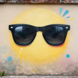 A Wall With Sunglasses Spray Painted On It, 4K