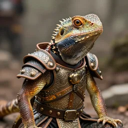 A Movie Still of A Lizard In Lizard-Themed Armor, Realistic, 8k, exquisite detail, cinematic