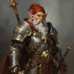 a detailed portrait painting of a fantasy gnome paladin, dungeons and dragons character art, dnd art, warcraft art, in the style of gerald brom