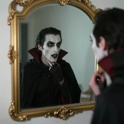 vampire looking at mirror