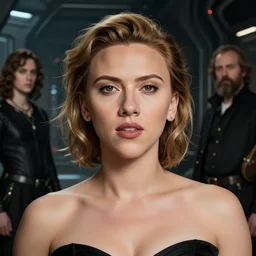 portrait of scarlet johansson in futuristic world, in the style of bosch, jan van eyck, albrecht durer, thomas dewing