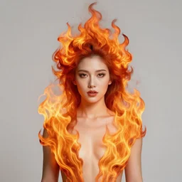 perfectly centered portrait, goddess of fire with hair made of flames, by anne stokes, 8 k uhd, unreal engine 5, accurate, photorealism, highly detailed, professional portrait photography, candid photography