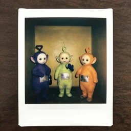 worn out teletubbies, backrooms, low key, liminal space, polaroid