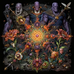 the platonic ideal of flowers, rotting, insects and praying of cletus kasady carnage thanos dementor wild hunt doctor manhattan chtulu mandelbulb mandala howl's moving castle bioshock davinci heavy rain, d & d, fantasy, ego death, decay, dmt, psilocybin, concept art by greg rutkowski and ruan jia