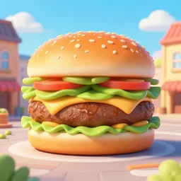 a giant hamburger in the town square