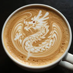 photo, asian dragon as latte art