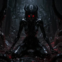 anime character of black demon, living in a shadow!! red eyes!! unseen body!! in a dark room!! body like a liquid!! octane render!! unreal engine 5!! junji ito!! highly rendered!! creepy!! kodak 4 5 0!! scretch!! grain!! - c 1 2. 3