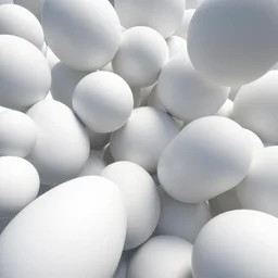many white egg shaped spheres intersect and merge in space to form a parametric building