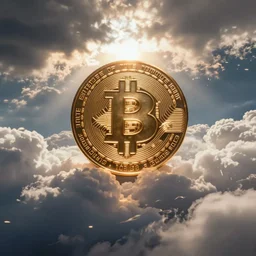 detailed innate - theme of bitcoin ascending to heaven, innate - style of artistic - powerful, artistic - natural, artistic - expressive