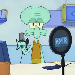 Squidward recording an ASMR video