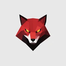 stylized red and black lynx airsoft logo, symmetrical!!, flat vector art, artstation, polygon, minimalistic