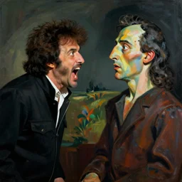 bob ross screaming at pablo picasso