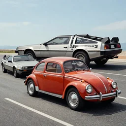 mix of vw beetle and delorean ad campain pro photo