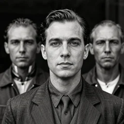 old black and white photo, 1 9 3 3, depicting blade runner and replicant, ultra realistic face, leica, historical record, dramatic lighting 1 2 3 1